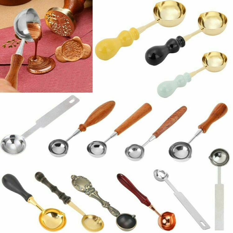 Quality Wax Stamp Spoon Vintage Wood Handle spoon/Stainless Steel Sealing  Wax Spoon DIY Craft Anti Hot Anti Hot Wax Spoon